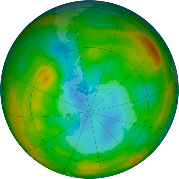 Antarctic ozone map for 05 August 1981